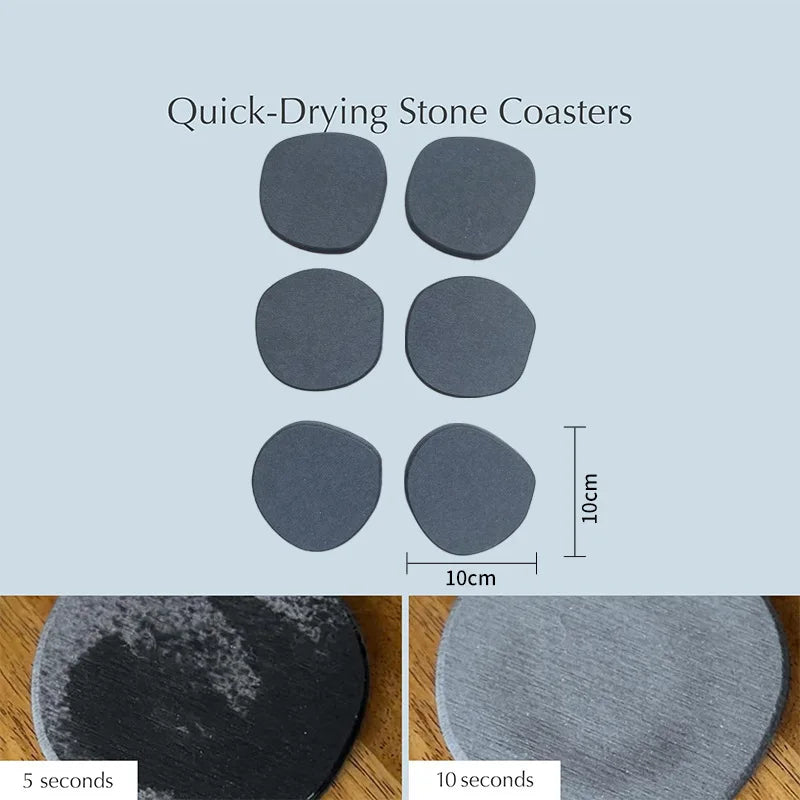 Instant Dry Stone Absorbent Diatomite Coaster Set of 6 for Drinks Wine Coffee, Diatomaceous Earth Coasters for Coffee Table